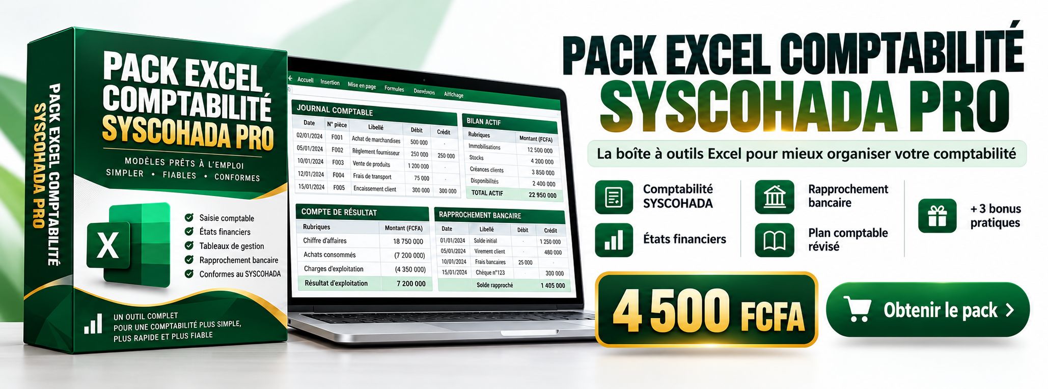PACK EXCEL COMPTABILITÉ SYSCOHADA PRO