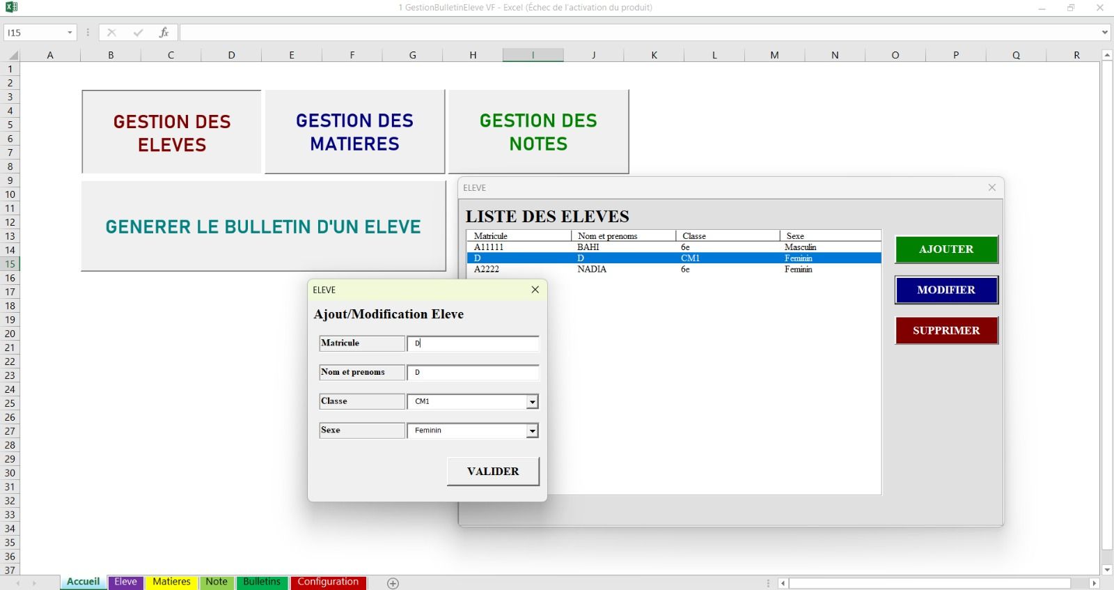 Suivi des notes simplifié – Excel rapide pour bulletins scolaires