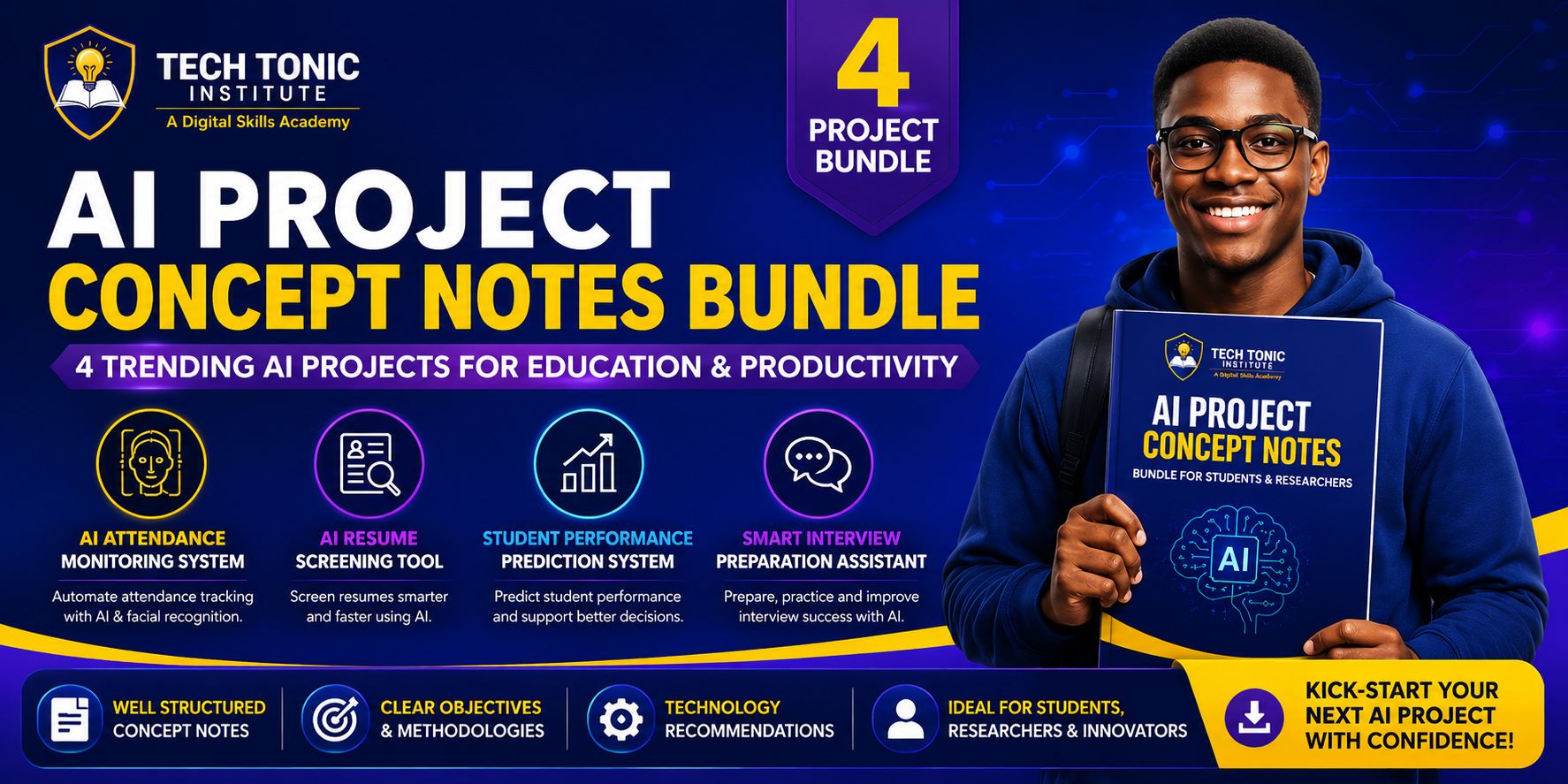 4 Trendy AI | Tech Project Ideas & Concept Notes Bundle for Final Year Students