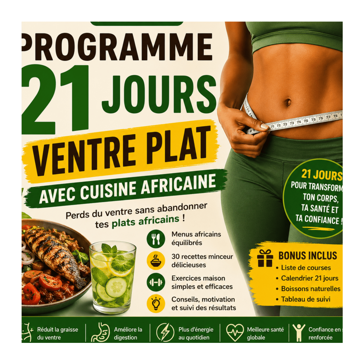 21 Jours pour Avoir un Ventre Plat avec des Repas Africains Faciles”