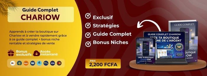 Guide Complet Chariow : Crée ta Boutique & Gagne de l’Argent en Ligne (Bonus Niche + Vente)