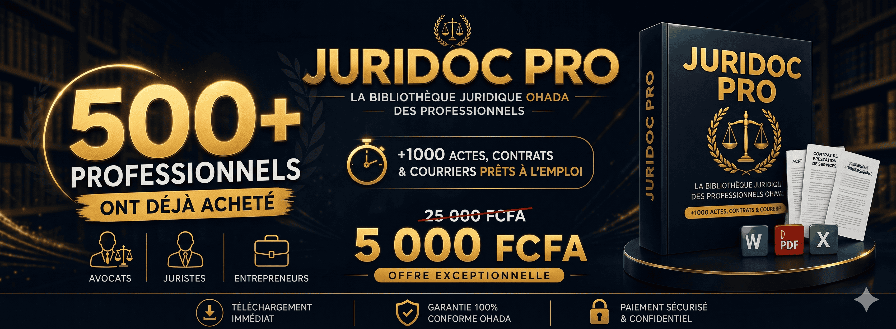 JURIDOC PRO — La Bibliothèque Juridique des Professionnels OHADA (+1 000 Actes,Contrats,Courriers)