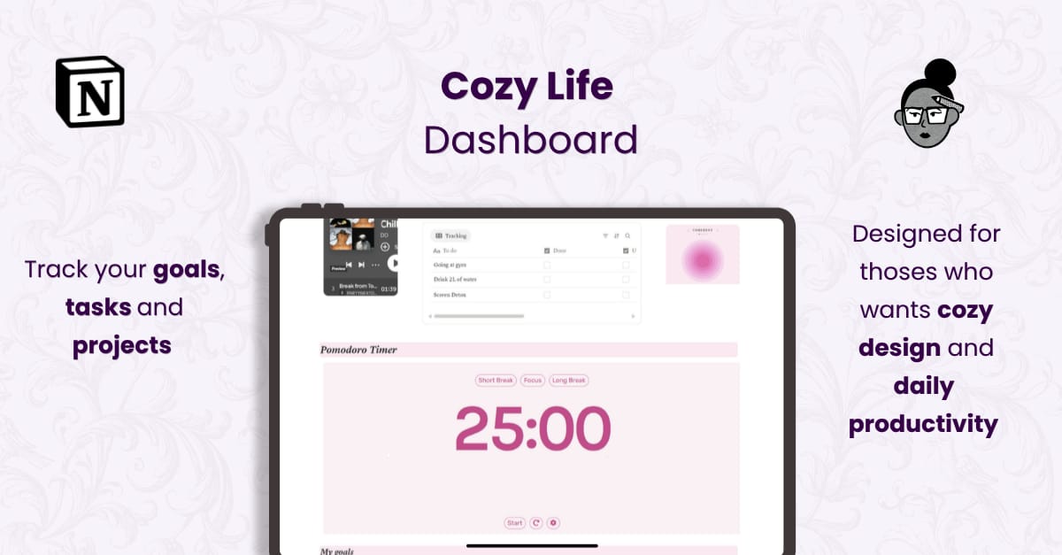 Cozy life dashboard - Notion Template