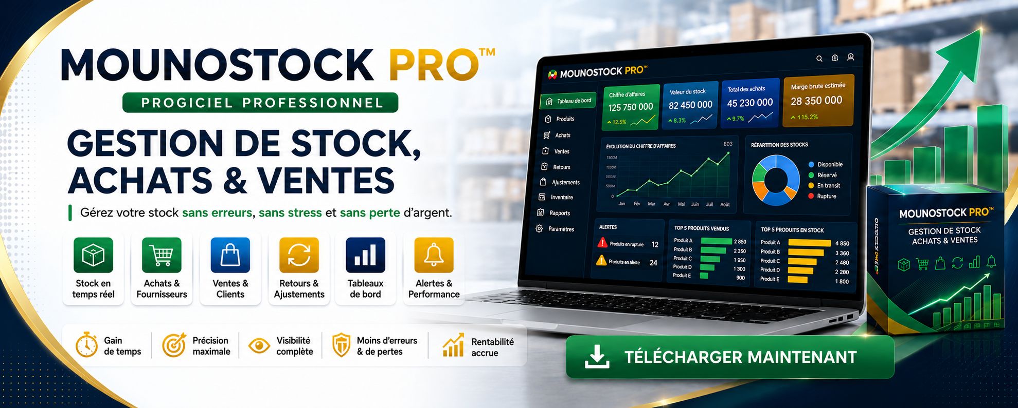 MOUNOS STOCK PRO™ – Gestion professionnelle des stocks, achats et ventes