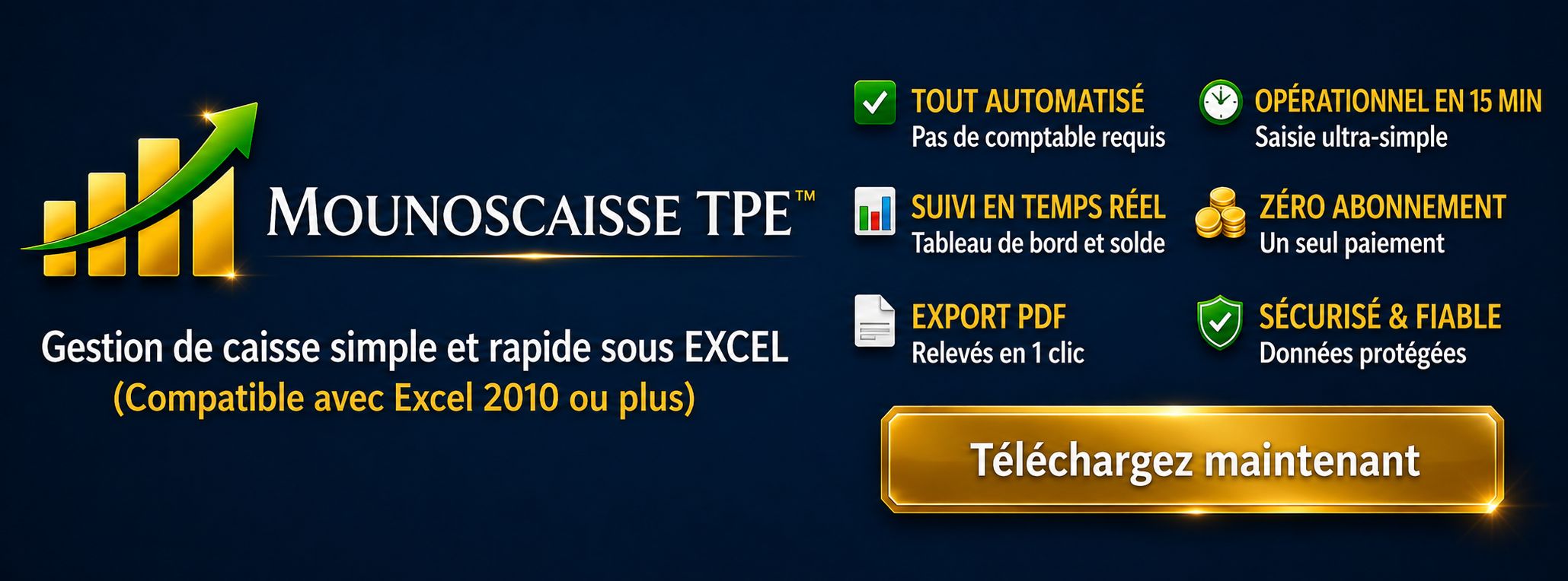 MOUNOS CAISSE TPE™ — Gestion de caisse simple et rapide sous Excel