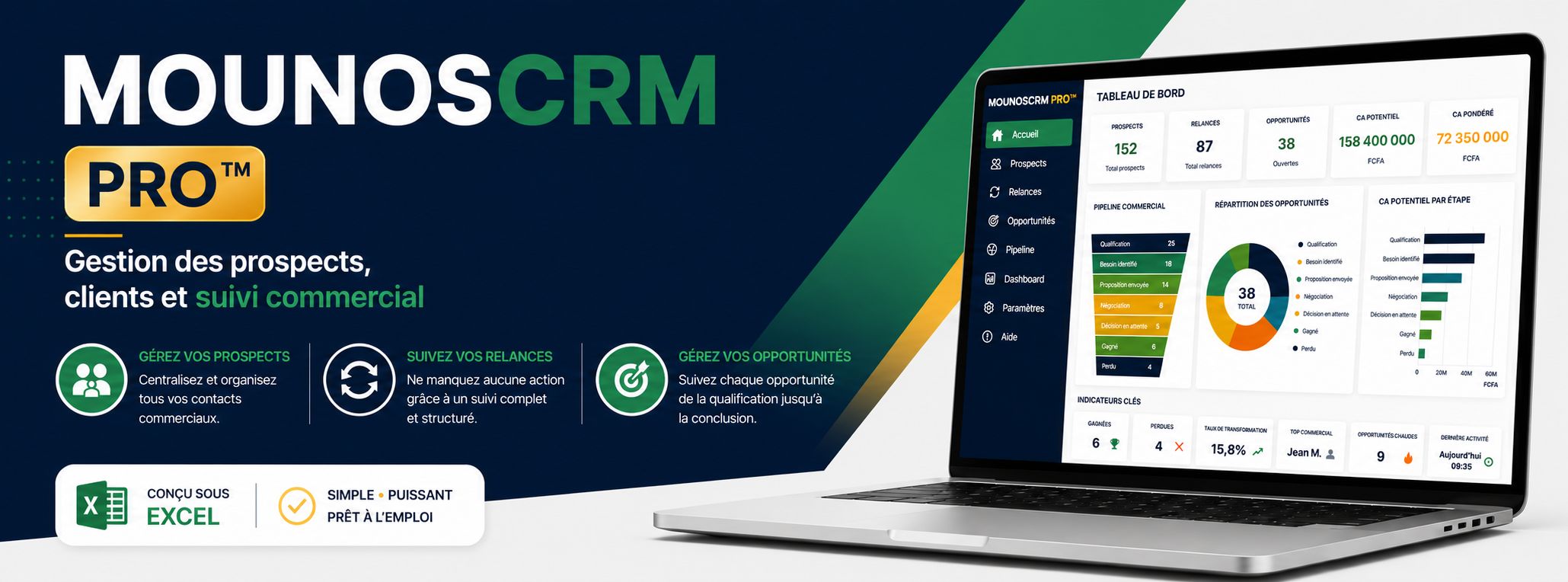 MOUNOS CRM PRO™ - Gestion des prospects, clients et suivi commercial