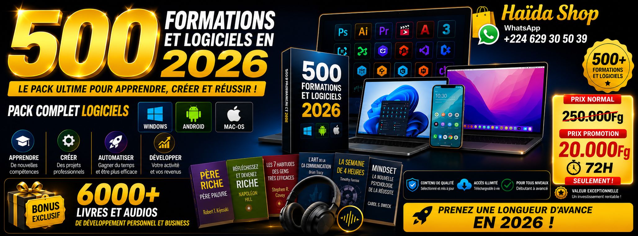 550 Formation et logiciels en 2026 Pack complet logiciels Bonus 6000 Livres