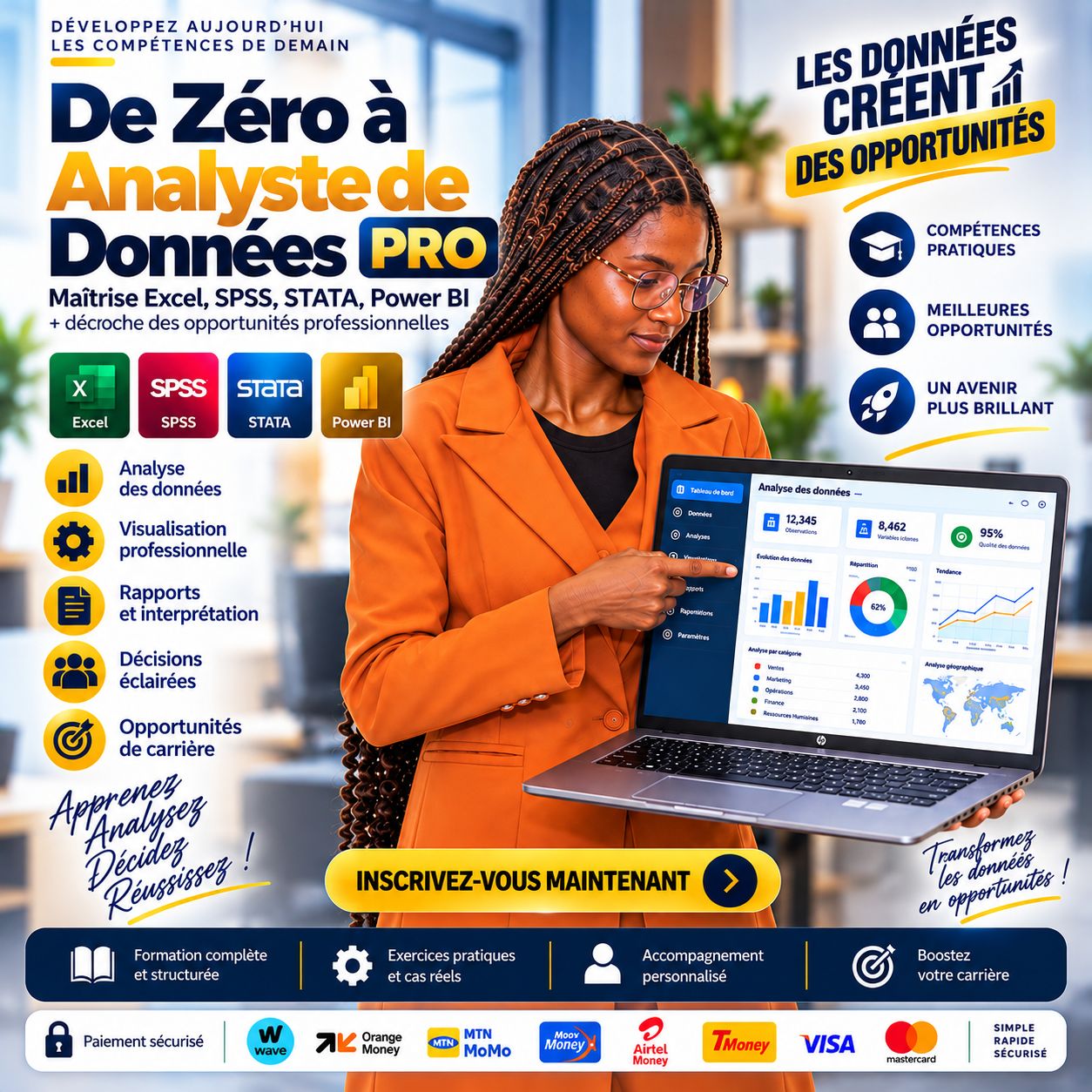 De Zéro à Analyste de Données PRO : Formation complète + logiciels – 100% pratique