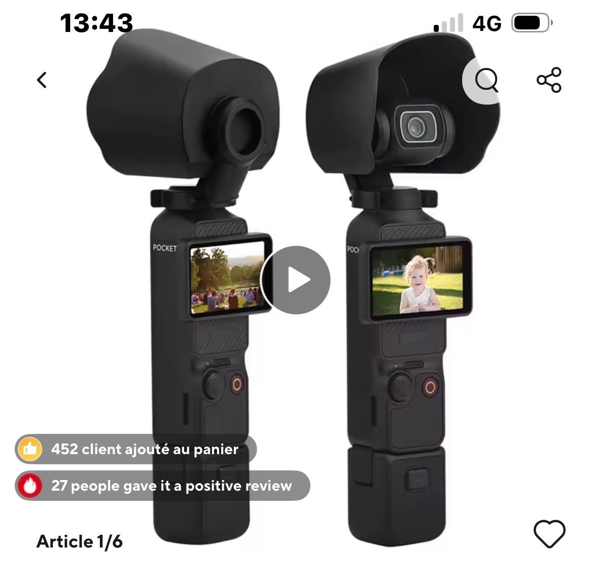 Pare-soleil pour objectif DJI OSMO POCKET 3,
