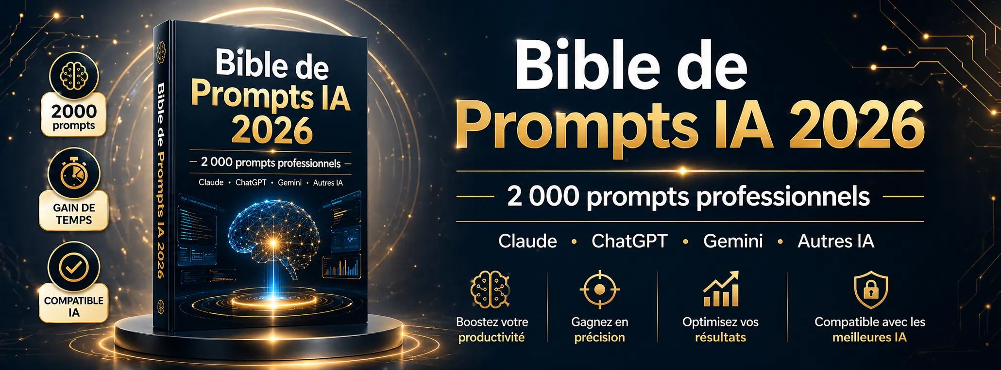 Bible de Prompts IA 2026 — 2 000 prompts professionnels
