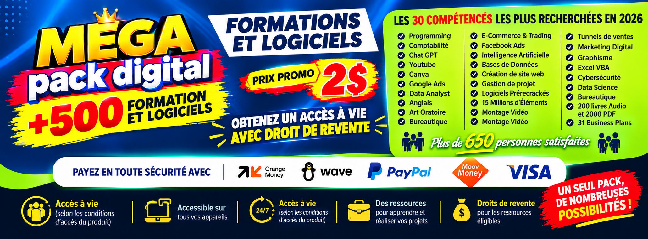MEGA PACK DIGITAL 2026 : +500 FORMATIONS, LOGICIELS AVEC DROITS DE REVENTE