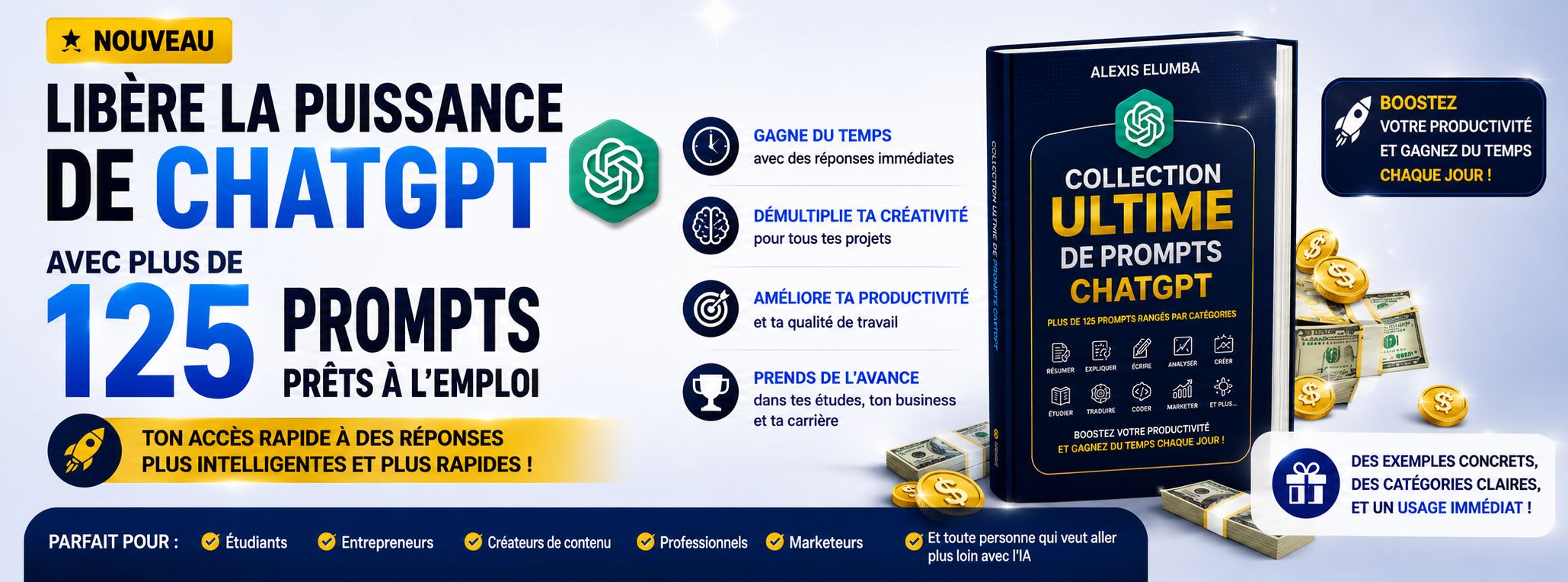 PromptMaster 125™ – La Collection Ultime de Prompts ChatGPT