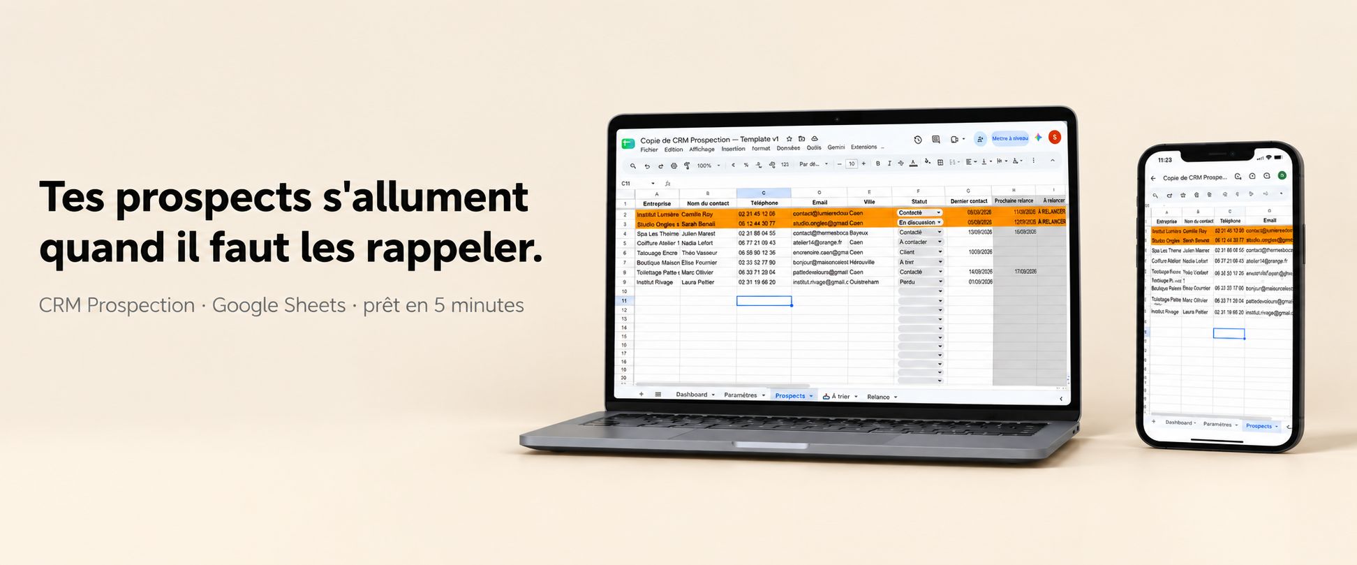 CRM Prospection — Google Sheets