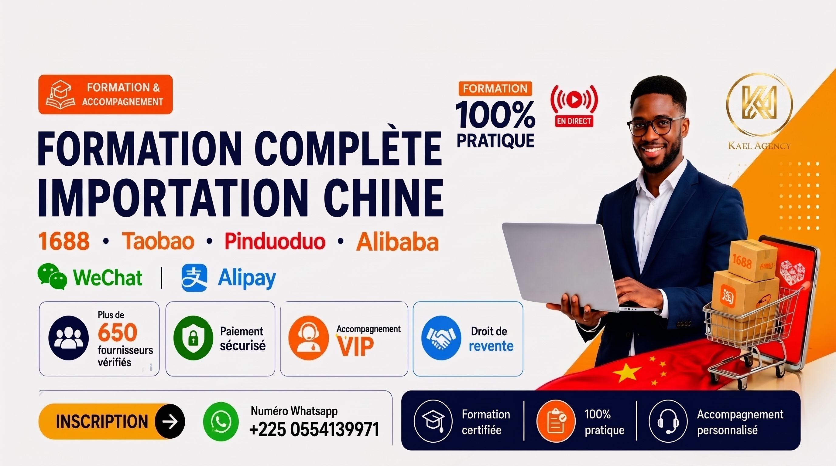 E-COM: 1688, TAOBAO, PINDUODUO, ALIBABA, Wechat, Alipay + DROIT DE REVENTE + ACCÈS GROUPE VIP
