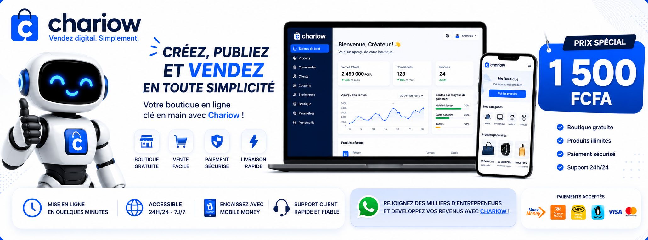 Le guide pratique pour créer, publier et vendre tes produits numériques sur Chariow.