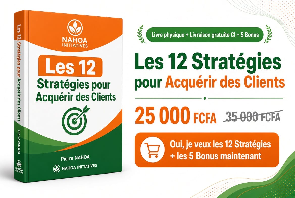 PACK 12:: Livre physique Les 12 strategies pour acquérir des clients + 5 bonus