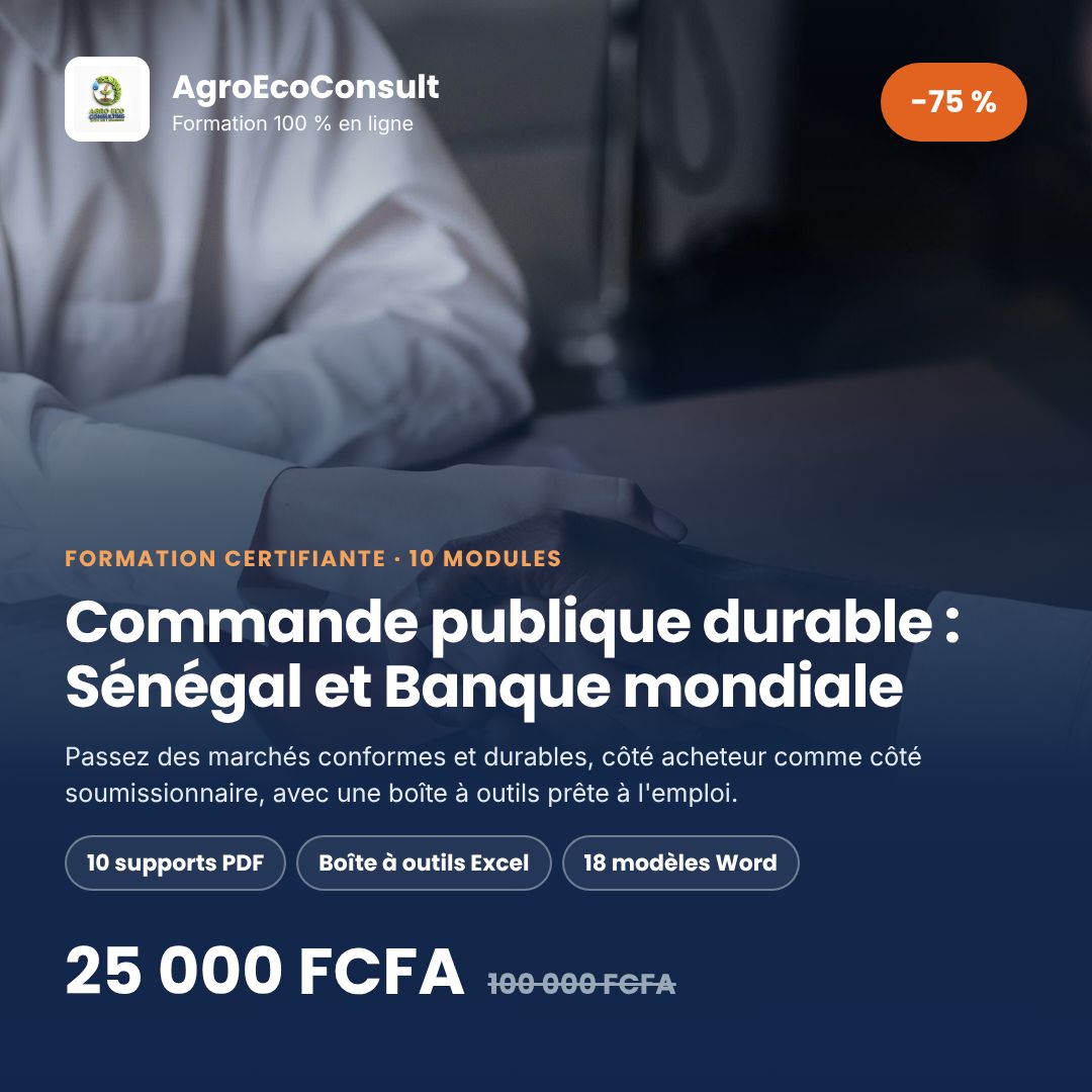 Gestion de la commande publique durable : procédures du Sénégal et de la Banque mondiale