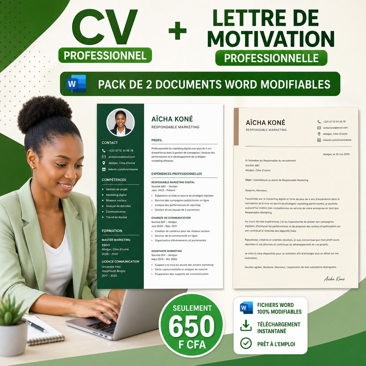 Pack CV professionnel et lettre de motivation
