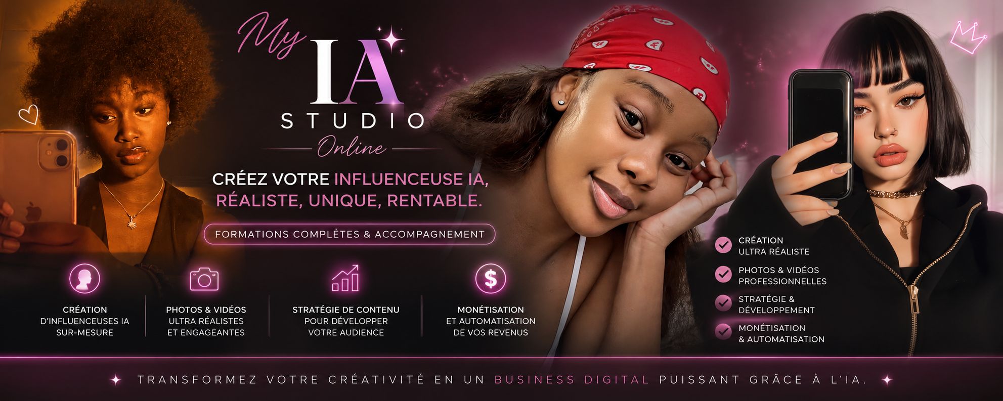Guide et accompagnement pour Créez une influenceuse IA réaliste et rentable avec My IA Studio Online