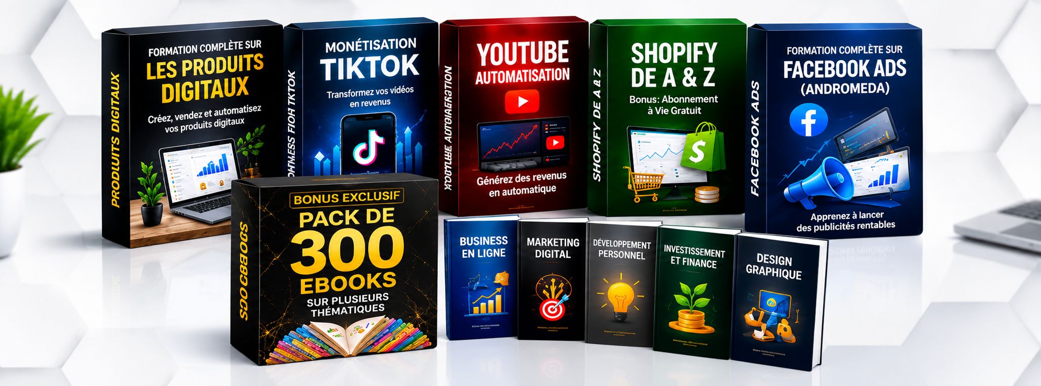 Pack Ultime: Génère des Revenus en Ligne + 300 Ebooks Gratuits