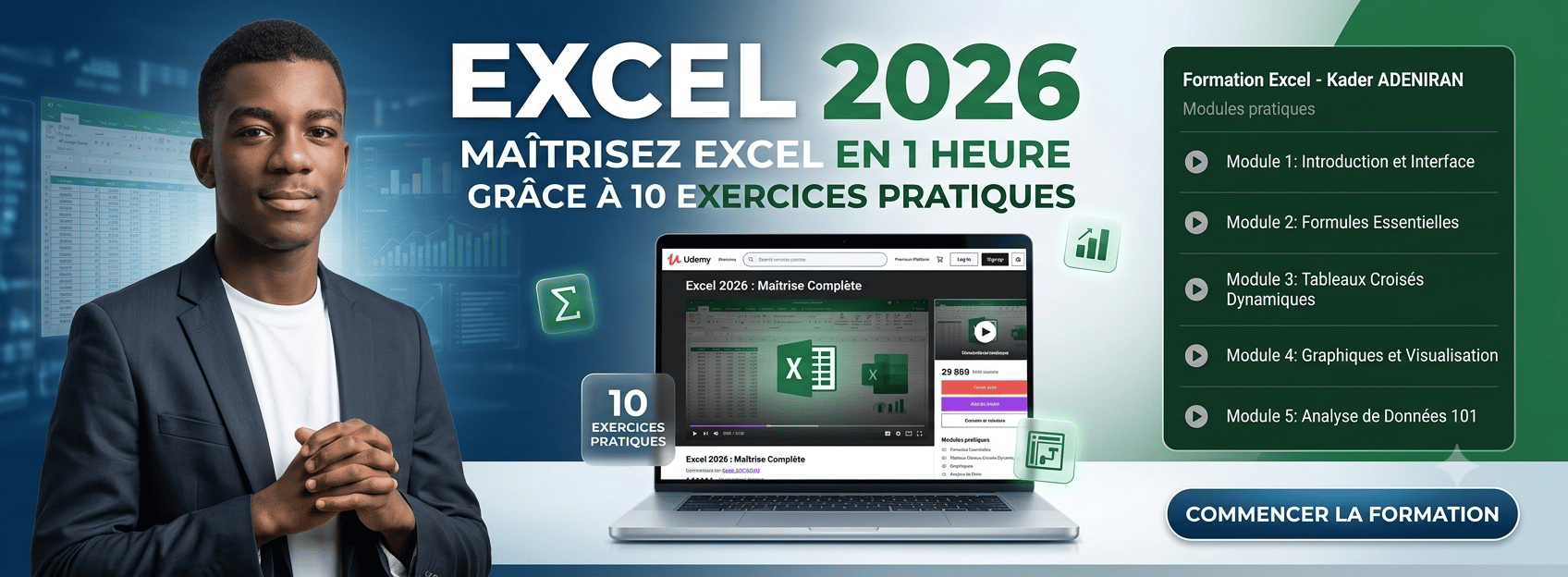 Maîtrisez Excel en 1 Heure : 10 Exercices Essentiels pour 2026