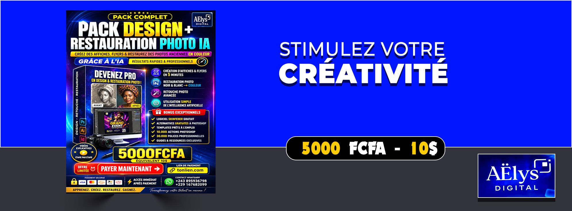 PACK COMPLET DE FORMATION EN DESIGN+ RESTAURATION PHOTO AVEC IA