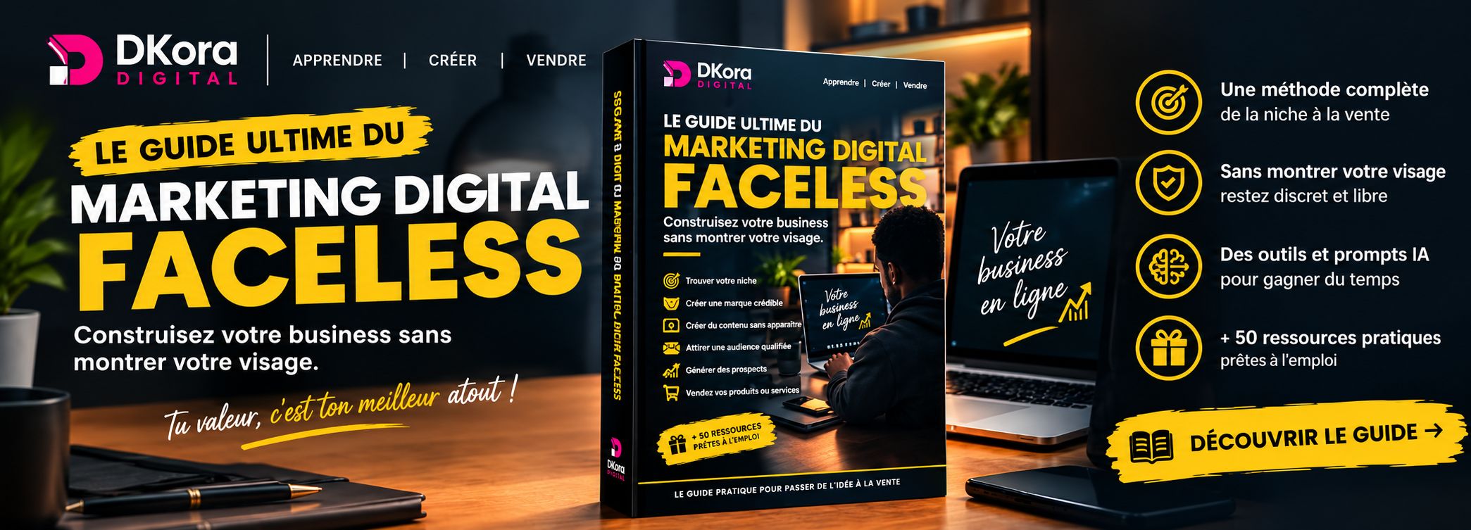 FACELESS BUSINESS — Le guide complet pour créer et vendre en ligne sans montrer ton visage