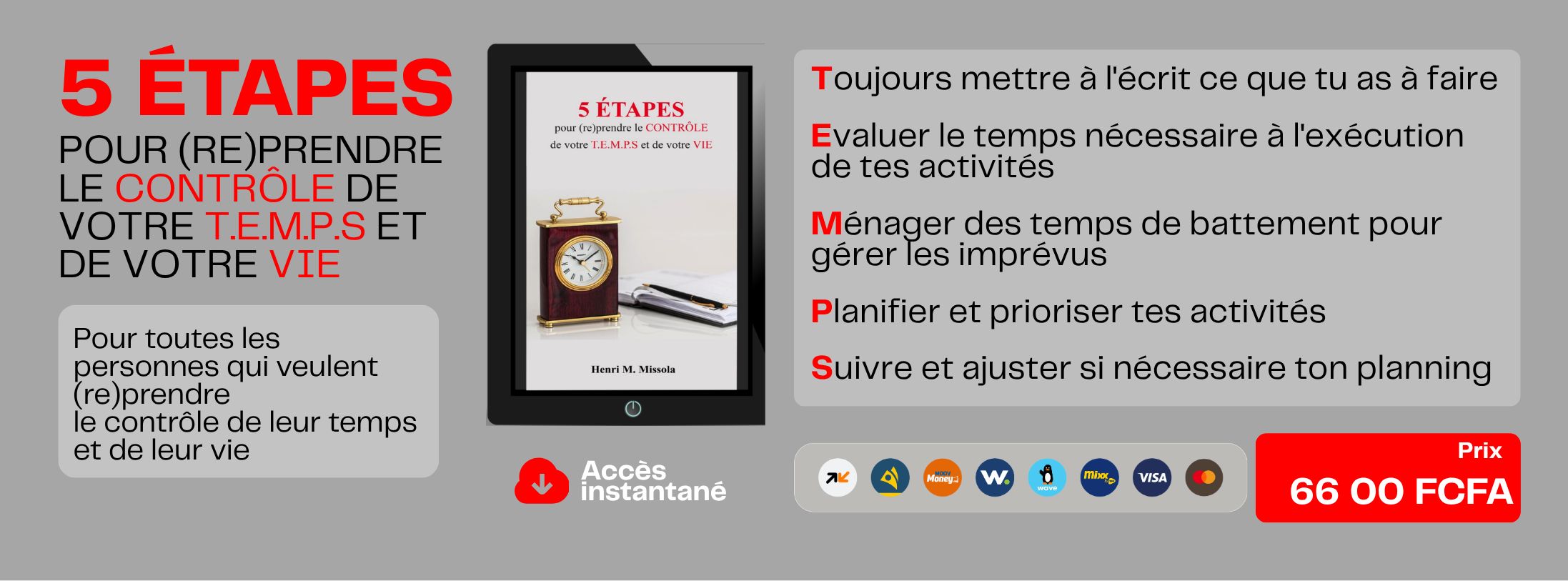 Ebook - 5 étapes pour (re)prendre le contrôle de votre temps et de votre vie
