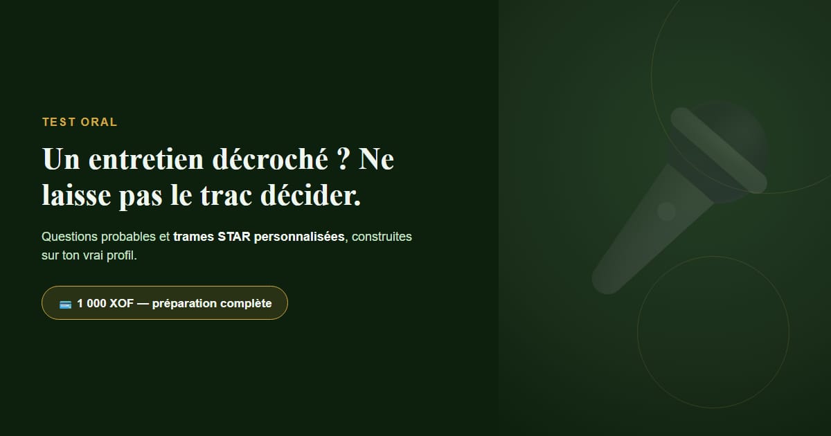 Prépa Test Oral — Questions d'entretien & trames STAR personnalisées