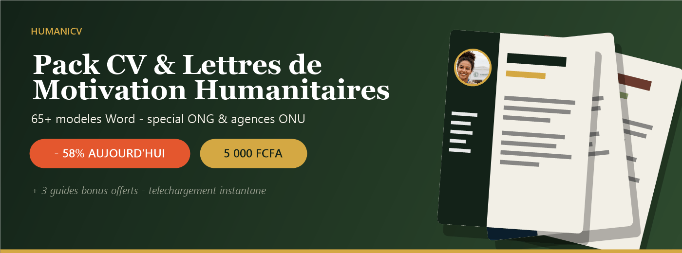 Pack CV & Lettres de Motivation Humanitaires — 65+ Modèles Word + 3 Guides Offerts