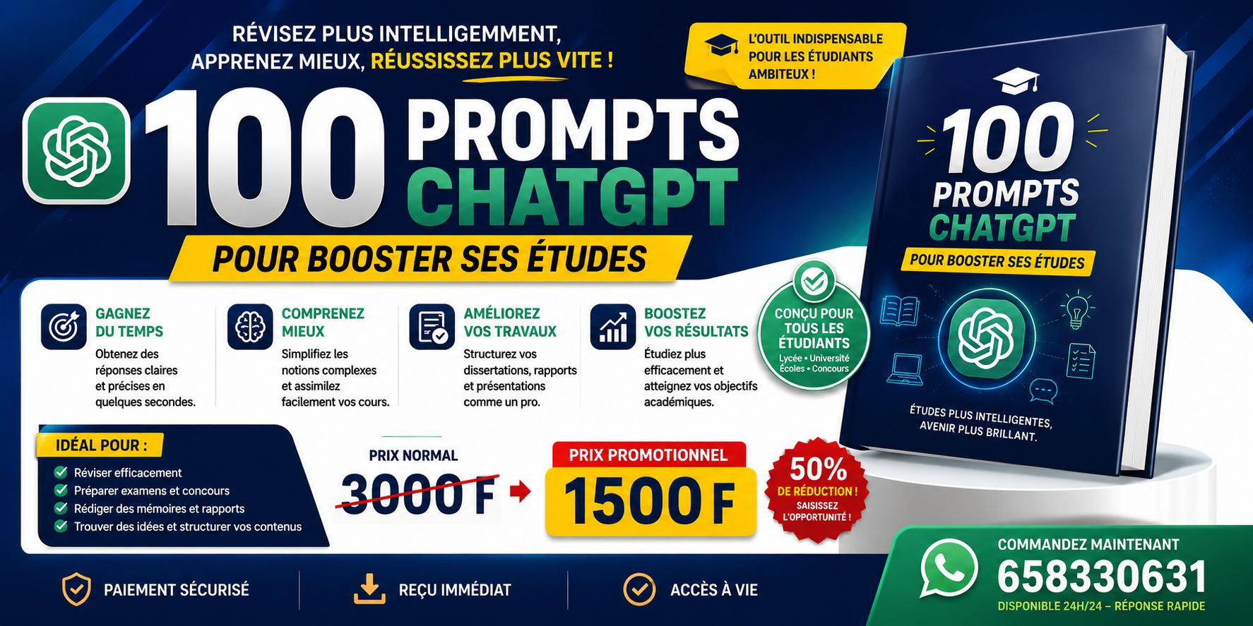 Boostez vos études avec 100 prompts ChatGPT exclusifs