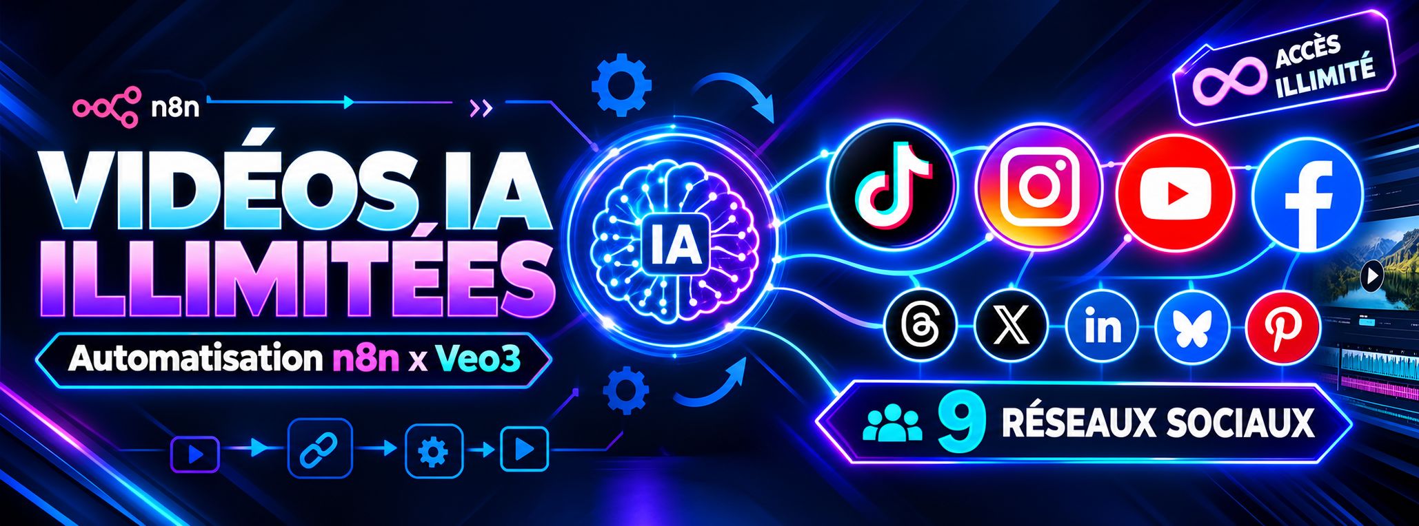 n8n x Veo3 : Automatisation Vidéos IA sur 9 Réseaux Sociaux