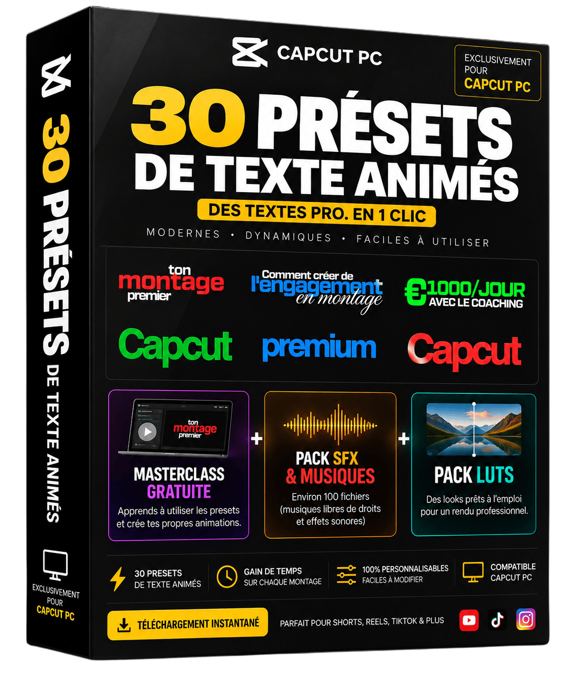 30 Presets de Texte Animés + Ressources de Montage