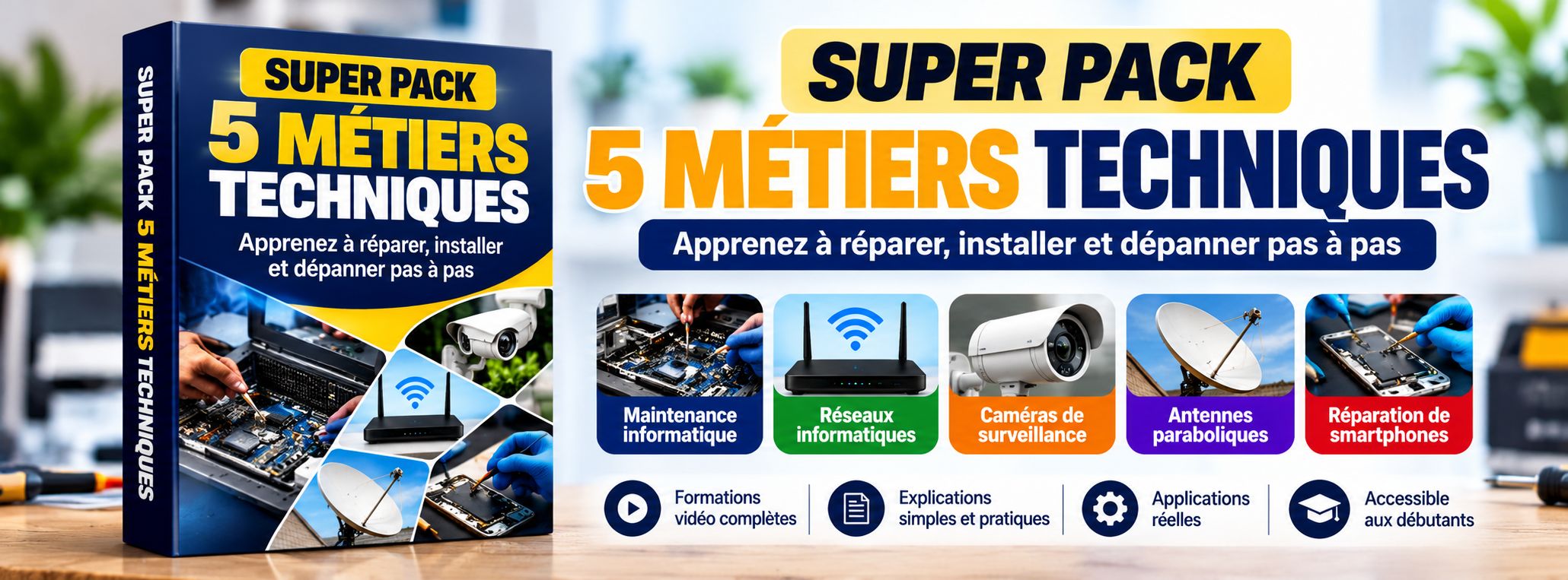 SUPER PACK 5 MÉTIERS TECHNIQUES – Apprenez à Réparer, Installer et Dépanner Comme un Professionnel !