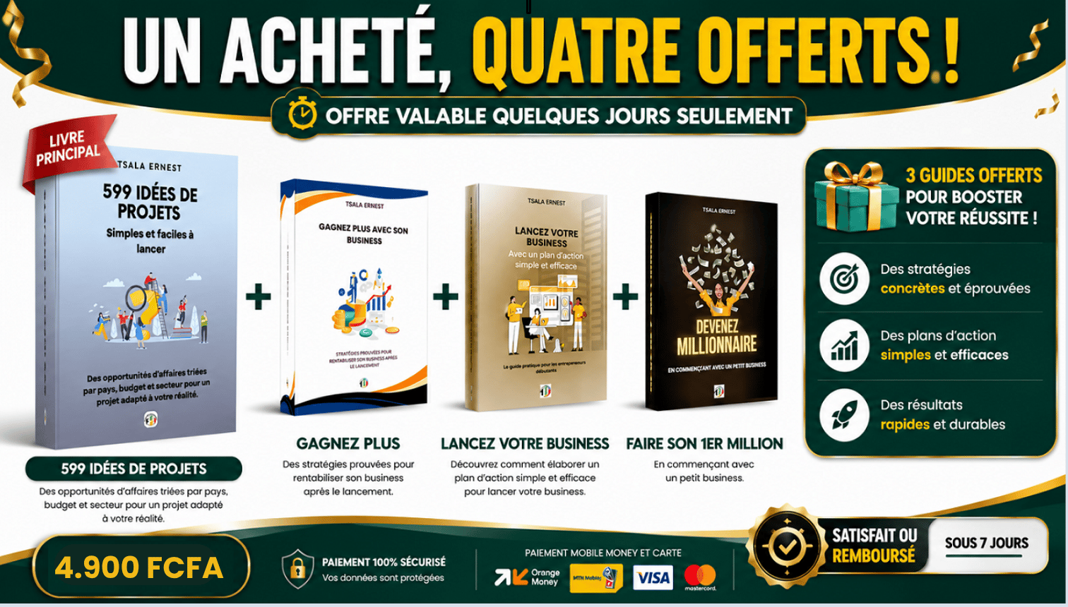 🚀 599 idées de projets + 3 livres pratiques et 2 mini-formations vidéo pour vous lancer
