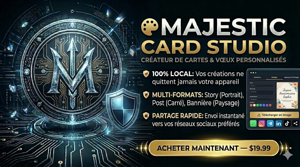 🎨 MAJESTIC Card Studio — Créateur de cartes & vœux personnalisés