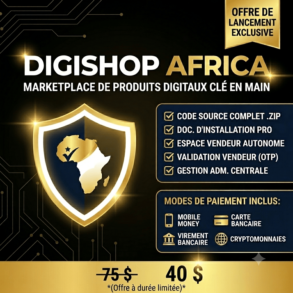 DigiShop Africa – Script Marketplace - Multi-Paiement & Sécurisé