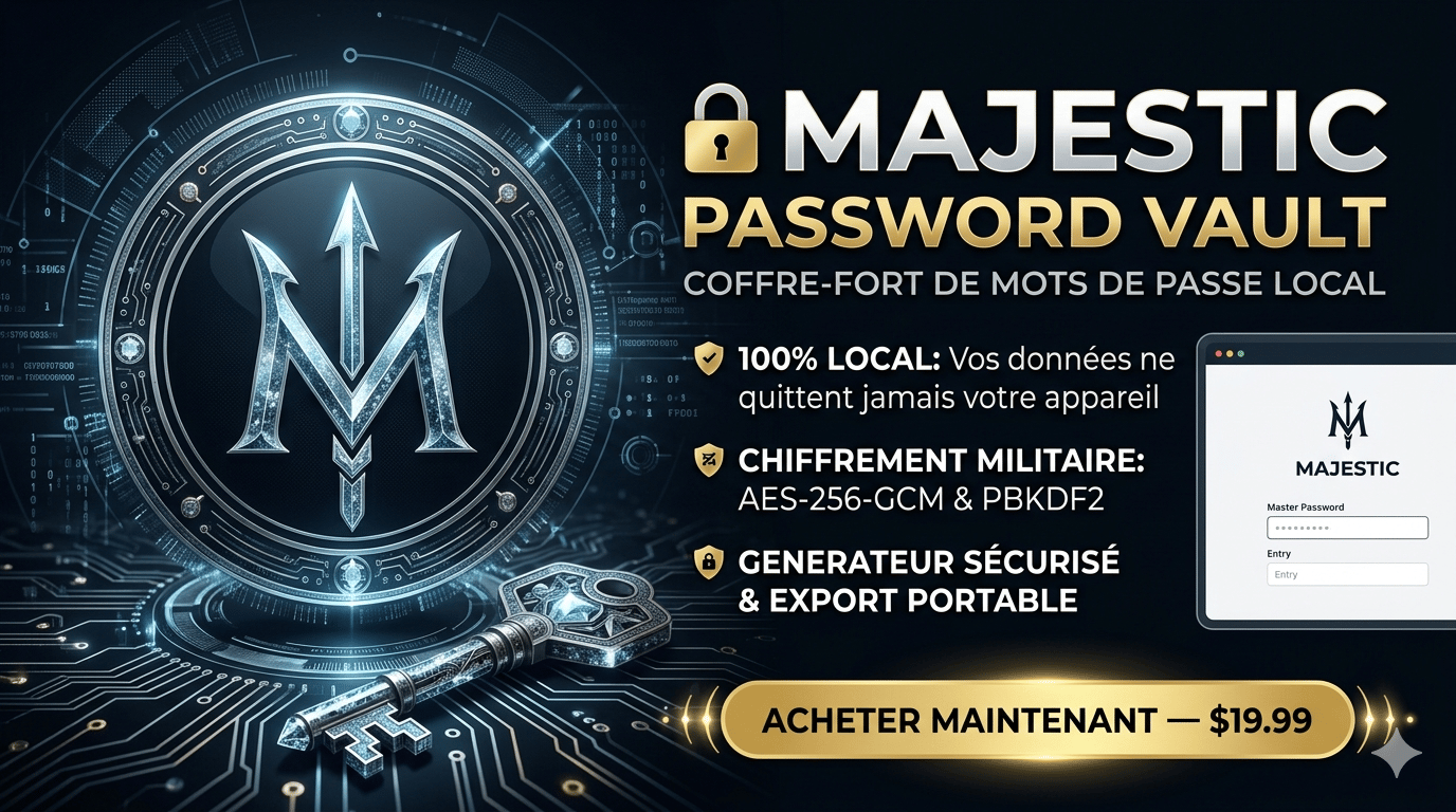 🔐 MAJESTIC Password Vault — Coffre-fort de mots de passe local
