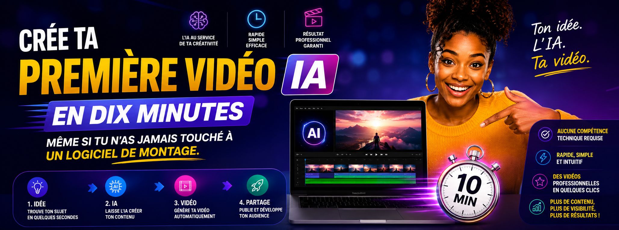 Crée ta vidéo IA en 10 min sans montage – Tutoriel express