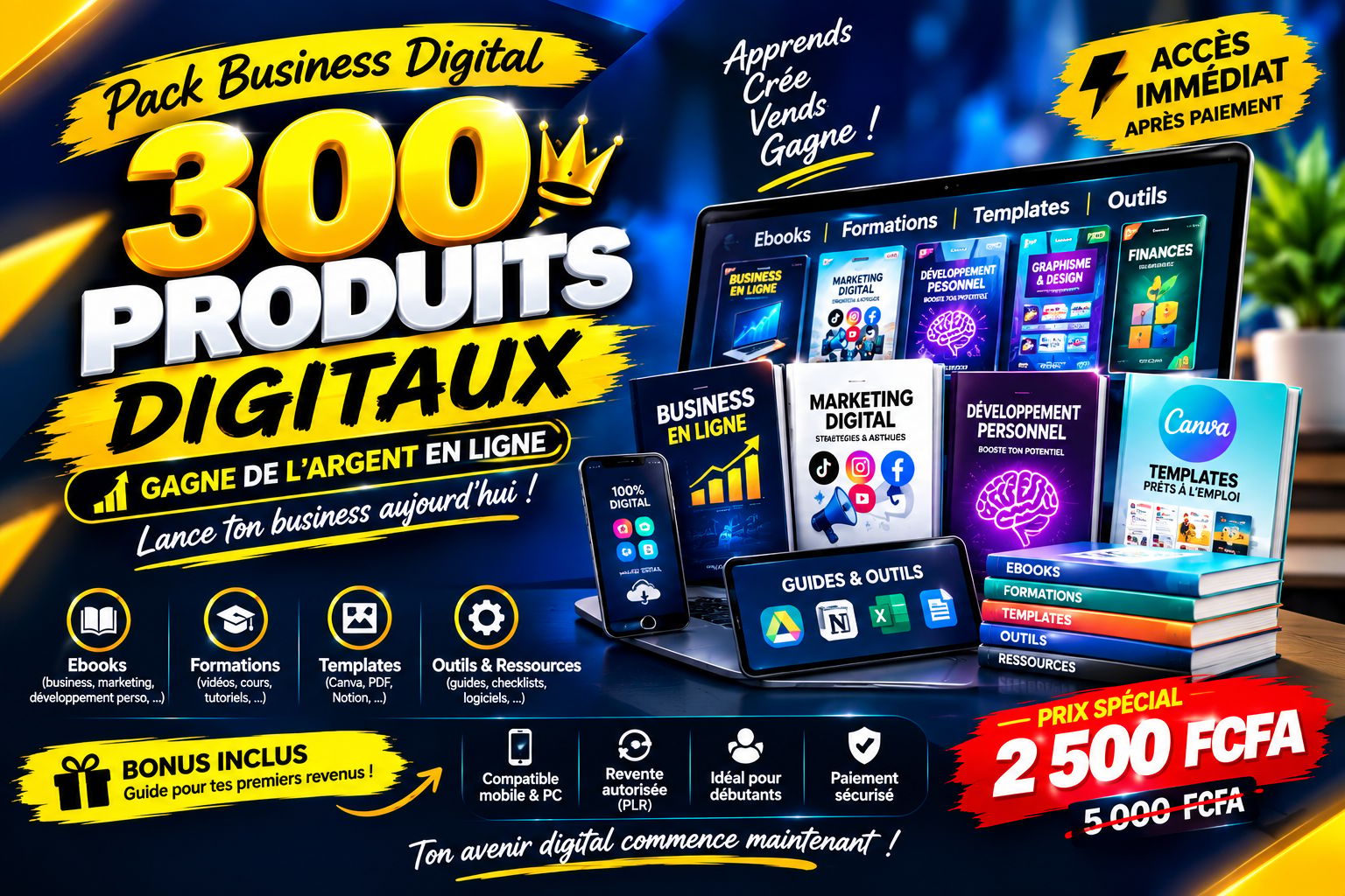 300 produits digitaux gagnants , lance toi