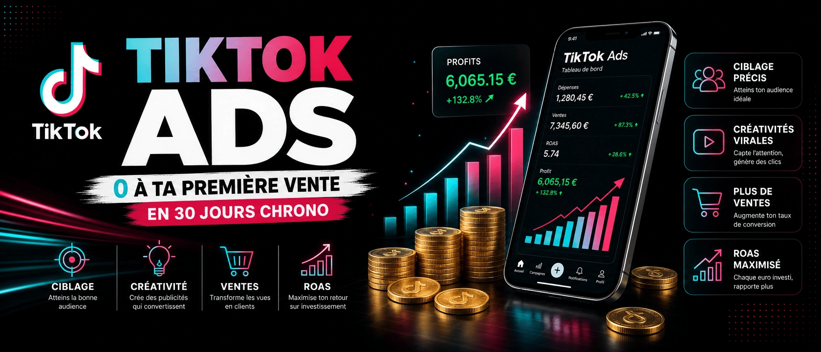 TIKTOK : 0 à ta   PREMIERE  VENTE  EN 30JOURS   CHRONO