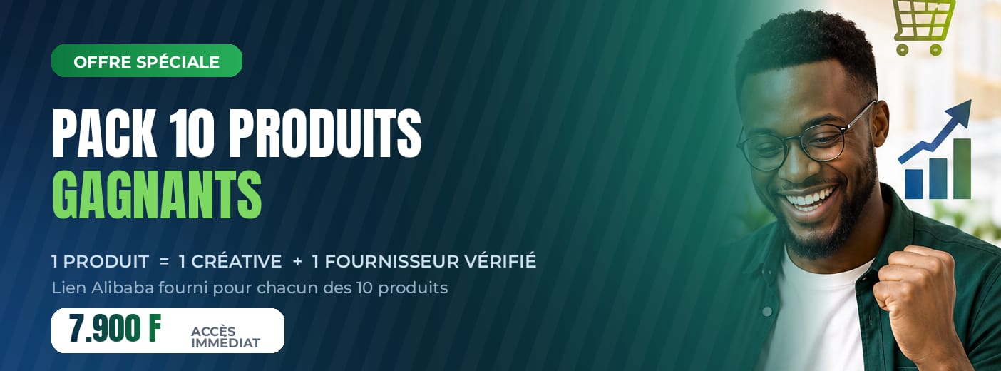 10 Produits gagnants avec 10 créatives + leurs fournisseurs Alibaba vérifier