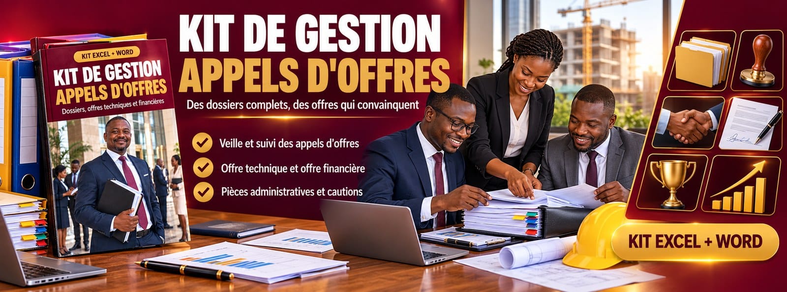 Kit Réponse aux appels d'offres : dossiers, offres et cautions (Excel + Word)