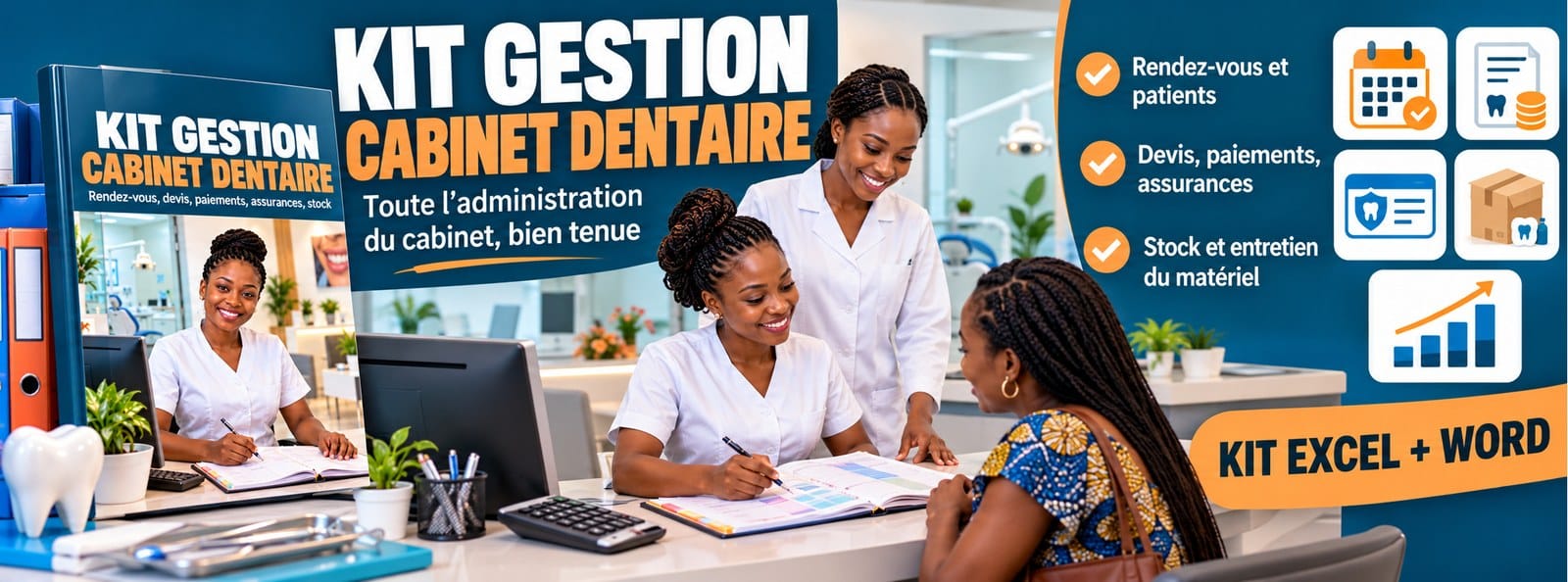 Kit Gestion Cabinet Dentaire : rendez-vous, paiements, assurances, stock
