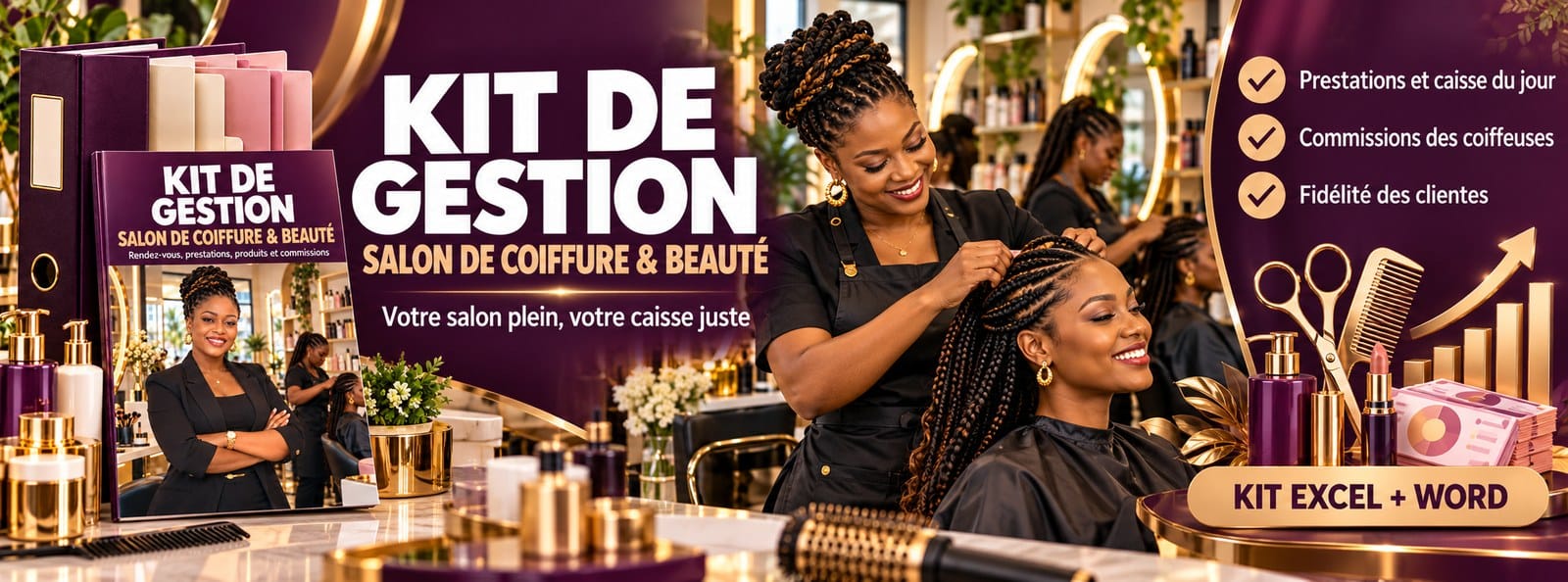 Kit de gestion Salon de coiffure & Beauté : caisse, rendez-vous, commissions