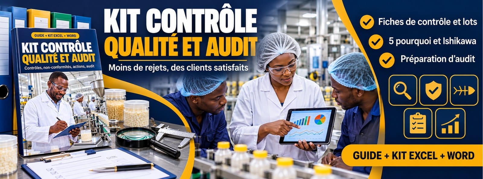 Kit Contrôle Qualité et Audit (Excel + Word) : lots, non-conformités, audit