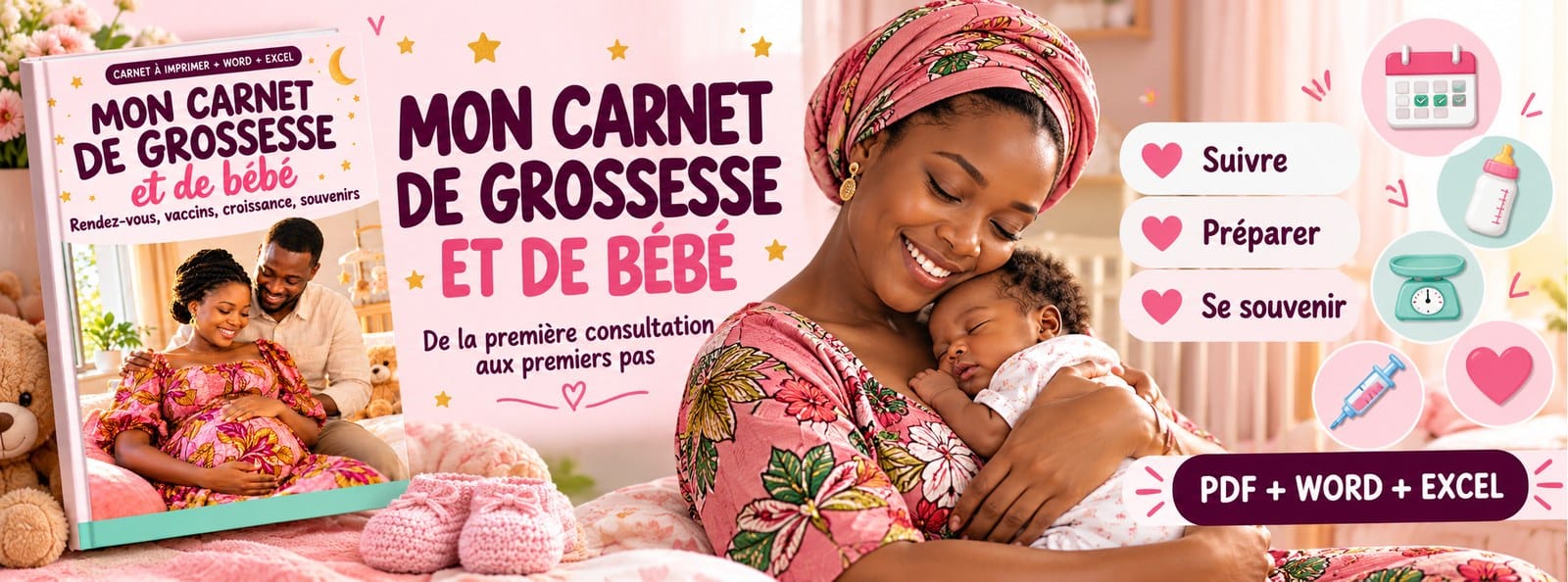 Carnet de grossesse et de bébé : rendez-vous, vaccins, croissance