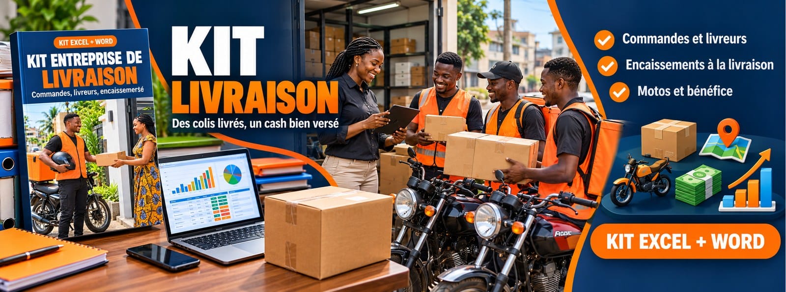 Kit Entreprise de Livraison : commandes, livreurs, encaissements Excel + Word