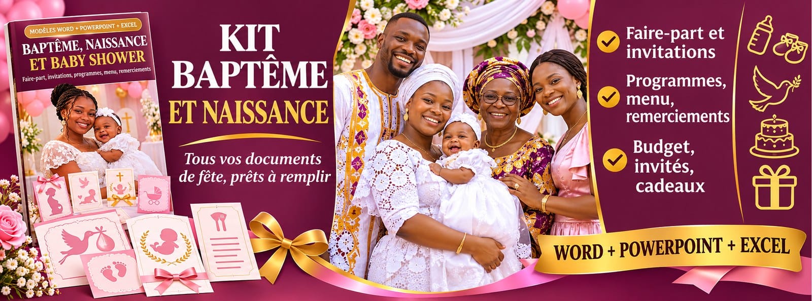 Kit Baptême, Naissance et Baby Shower : faire-part, invitations, budget