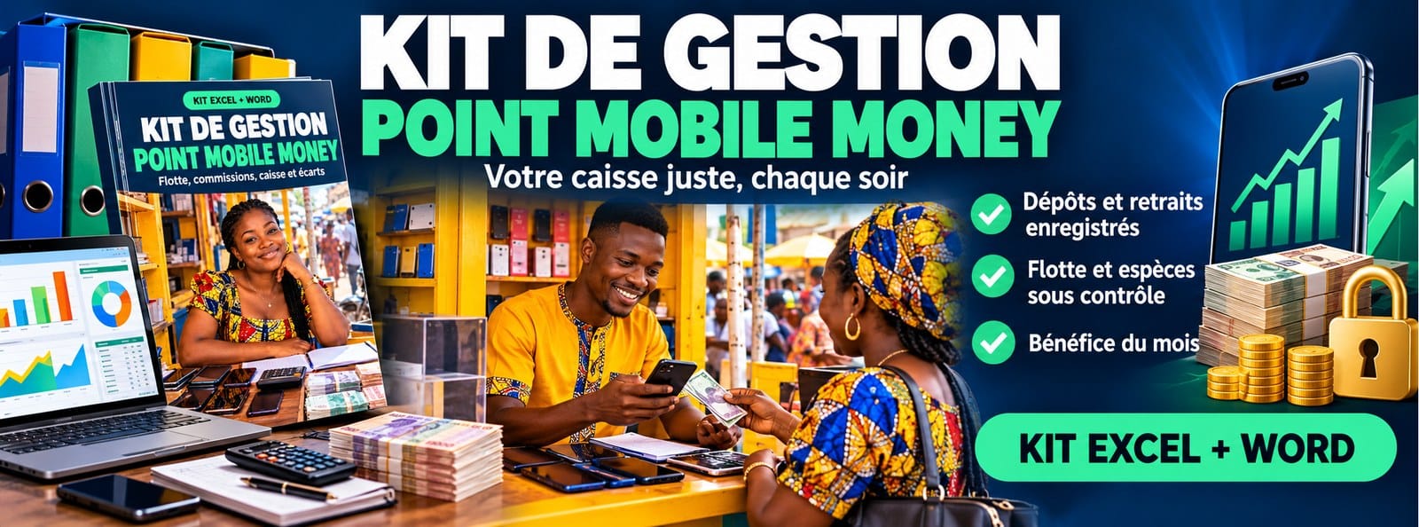 Kit de gestion Point Mobile Money – caisse, flotte et commissions
